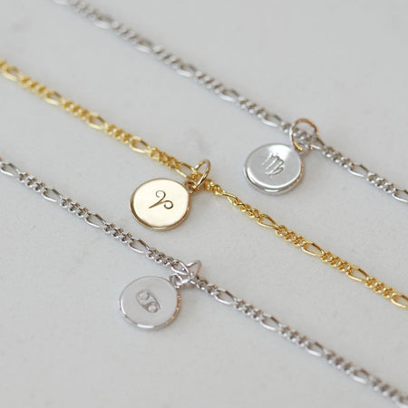 Zodiac Sign Figaro Chain Anklet Gold